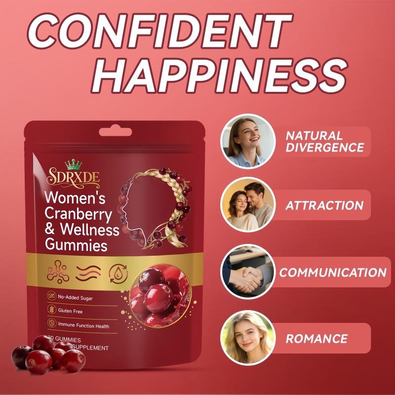 SDRXDE Sugar-Free Cranberry Probiotic & Collagen Gummies for Women, Individually Wrapped Daily Wellness Support c e vitamins Organic Liposomal Lymphatic Triple Herbal Health Drops alpha 10-in-1 shilajit gummies healthy age zeaxanthin vitamin d3 k2 mk7 pm