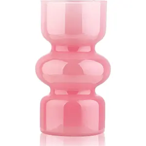 Pink Glass Hydroponic Vase, Colored Glass vase Flower, Three-Layer 7 inch Cylinder vase for Home Decor, Modern Glass Vase for Home, Office, Wedding