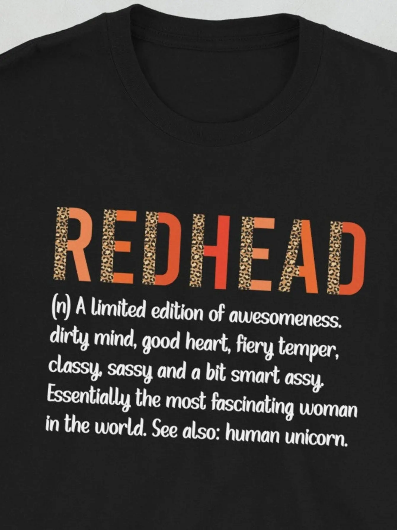 Mens Funny Redhead Definition T-Shirt Vintage Ginger Humor Tee with Bold Red Lettering Plus Size Big & Tall Casual Shirt for Redhead & for Redheads Comfortable Short Sleeve Round Neck Top Machine Washable Statement Apparel for Spring
