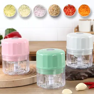 2025 New Model Green Mini Electric Food Processor & Garlic Chopper 300ml USB Charging 3 Blades Reusable for Vegetables Peppers Onions Garlic Ginger Spices