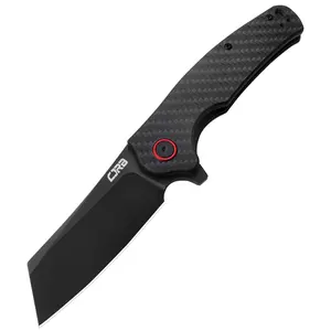 CJRB CRAG Tool Knife J1904 with AR-RPM9 Steel and Black PVD Blade Carbon Fiber Handle, Camping Folding Knives for Outdoor, Everyday Carry and FathersDayGift