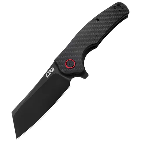 CJRB Cutlery CRAG J1904 Thick Durable Tactical Folding Knife - AR-RPM9 Steel, 3.43" Black PVD Blade, Carbon Fiber Handle, Single Unit for Outdoor, Everyday Carry (Tactical Knives Category)