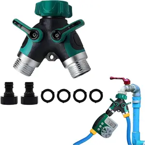 Hose Splitter 2 Way Heavy Duty, Strong & Durable Garden Y Hose Splitter Connector Metal Body, Faucet Splitter, Hose Adapter, Water Tap Outdoor, Two Way Double Dual Hose Splitter, Water Spigot Splitter