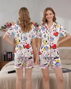 Arirang Cartoon Pajama Set, Kpop Sleepwear Long Sleeve & Shorts, Bangtan Army Nightwear, Idol Loungewear, Cute Fan Merch, Matching Family Sleepwear Set, Pajama Set For Men Women