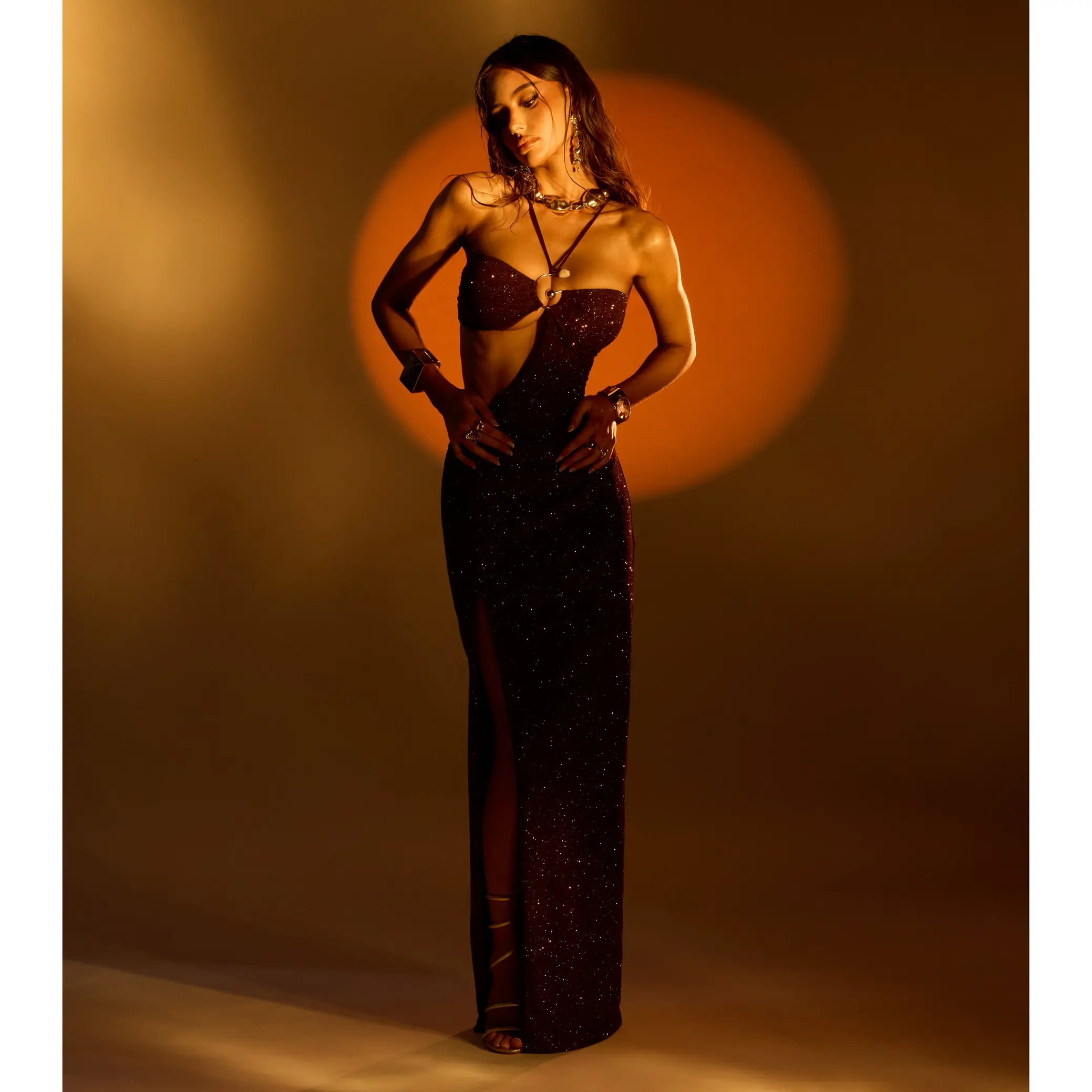 Georgina Glitter Cutout Formal Dress