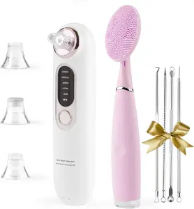 Blackhead Remover Vacuum Set, Face Brush Electric Facial Pore Cleaner with 4 Replaceable Heads, Electric Blackhead Remover Pore Vacuum for Women & Men, Valentine gift