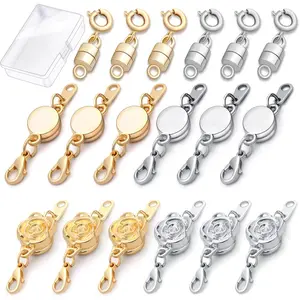 18 count 3 Styles  Necklace Clasps and Closures, Rose Round Cylindrical   Clasp Connector Locking  Clasp Bracelet Extender for  Making (, )