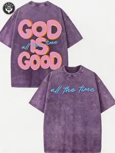 Vintage Christian T-Shirt, God Is Good All The Time Washed Cotton Oversized Short Sleeve Tee, Retro Faith Based Graphic Casual Crewneck Shirt for Believers