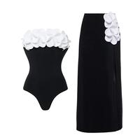 Bandeau swimsuit and skirt