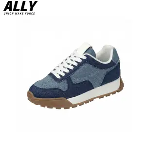 ALLY Denim Sneakers –Two-Tone Retro Vintage 70s Style Casual Shoes for Women, Non-Slip Traction Sole, All-Day Comfort, Perfect for Daily Walks, Coffee Runs & Weekend Outfits