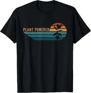100% cotton Unisex Retro Plants Graphic Vegetarian Vegan Plant Powered T-Shirt