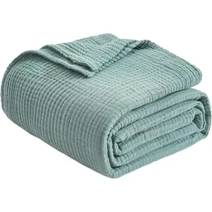 Cotton Throw Blanket for Couch Soft Muslin 50"x60" Lightweight Breathable Blanket All Season Gauze Blanket, Teal