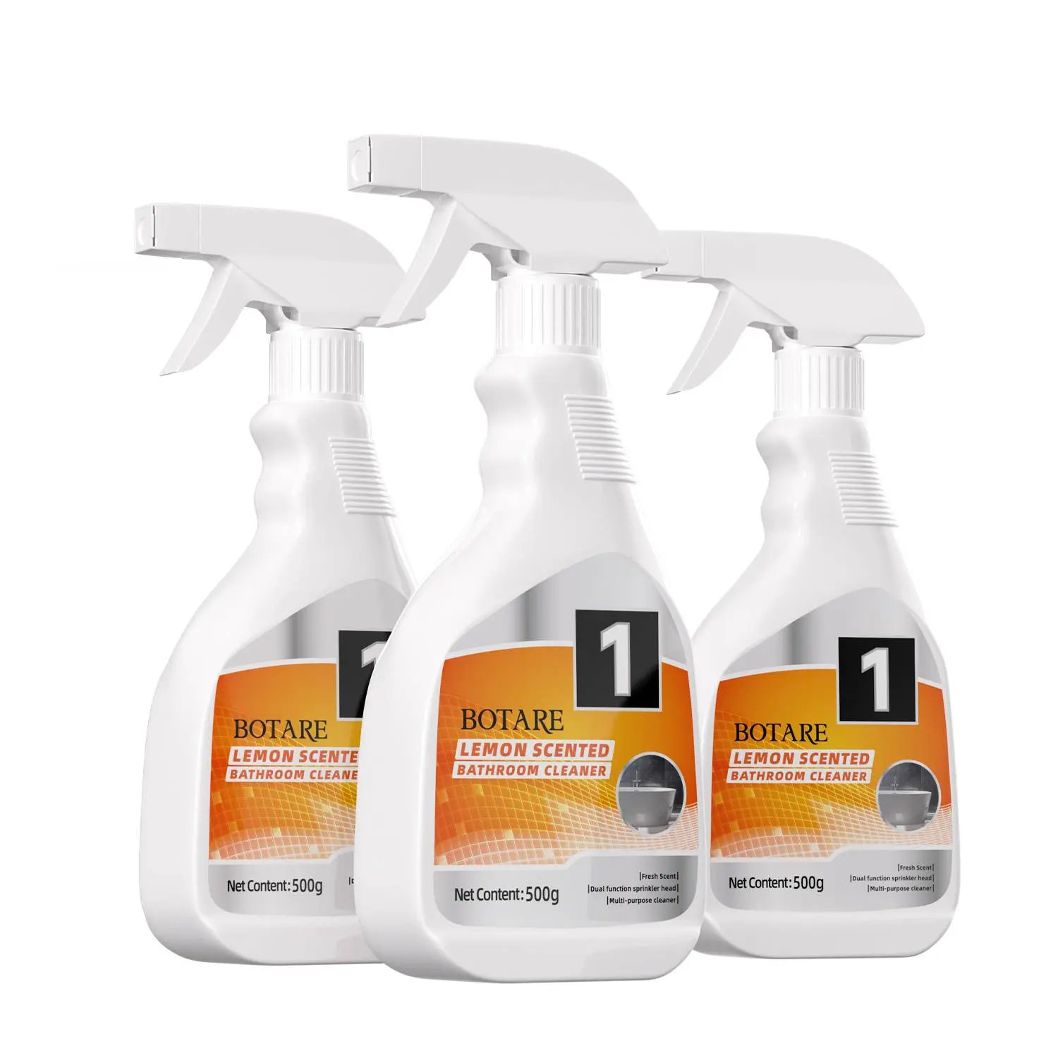 BOTARE All-Purpose Bathroom & Shower Disinfectant Spray - Disinfecting Foam Cleaner for Tub, Tile, Households, Daily Bathroom Refresh, Lifts Stubborn Soap Scum Easily, Removes Hard Water Stains, Lemon Fresh Scent