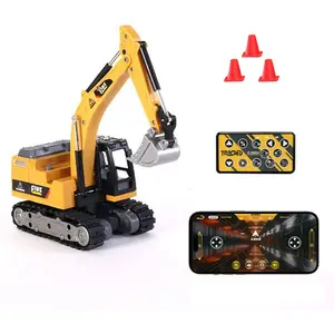 1/64 Remote Control Excavator, Rechargeable Remote Control Construction Vehicles with Alloy Shovel, Christmas Birthday Gifts for Boys and Girls, Rc Construction Vehicle