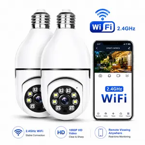 Light Socket Security Wireless Camera,Color Night Vision & Human Detection Target Camera Security 2.4G/5G WiFi Easy Install Ptz Protection, Light Bulb Camera