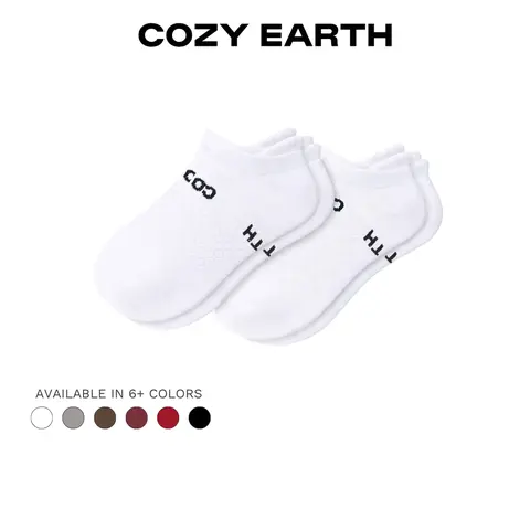 Cozy Earth Men's Low Cut Seamless Cotton Socks - Menswear Fabric, Arch Support, Soft Cushioned Comfort, Breathable Lightweight, Absorbent Layer Ankle Socks, Fresh-Feet All Day, Y-Stitched Hold (2,4,6,8-Pack)