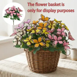 2pcs/4pcs--1 bundle/7 forks Artificial Butterfly Plant Bouquet, Indoor Home Decor, Vase Arrangement, Table Festival Decoration, Wedding Party Gift