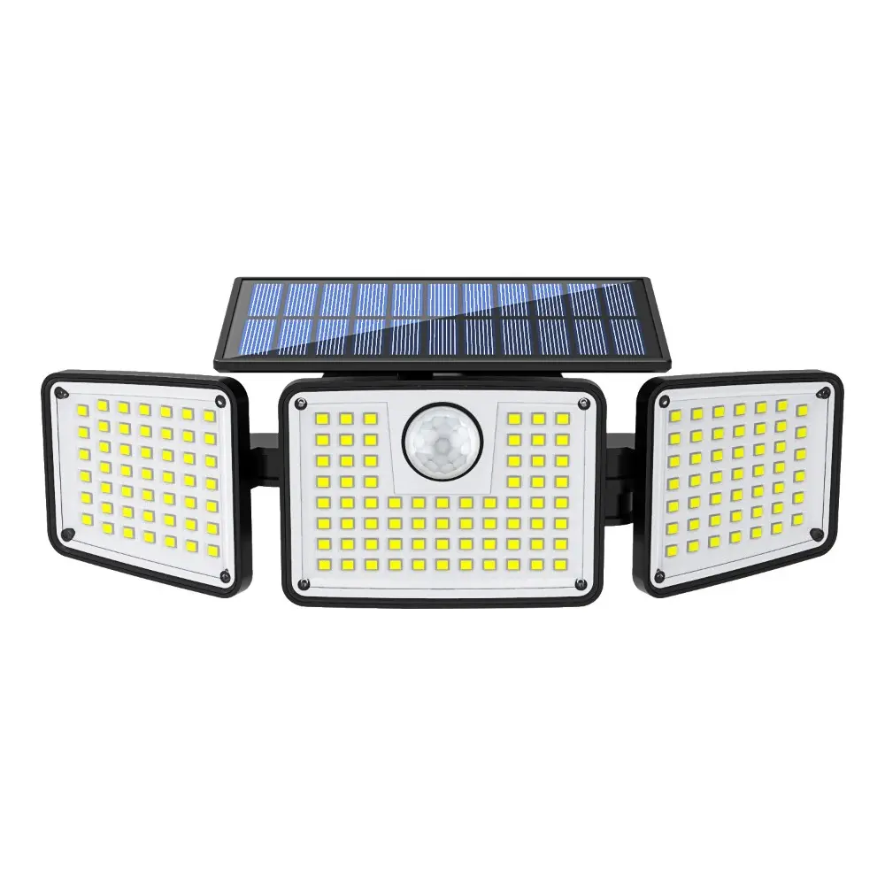 New Favorite in The Courtyard 164led Three-head Solar Courtyard Light with Remote Control Design, Illuminating A Warm Courtyard Life