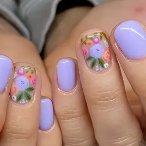 Lavender Rose Garden: Medium Square Press-On Nails