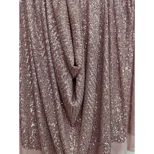 Mauve Super Stretch Sequins on Mesh