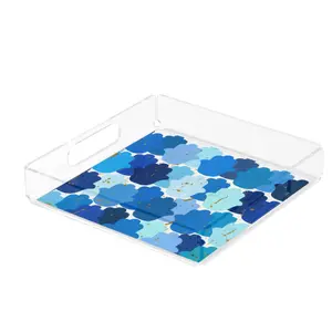 Blue Hamsas Acrylic Matzah Tray