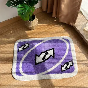 Purple Reverse Card Rug for Girls Rooms Purple Handmade Tufted Rug for Birthday Gift Fluffy Tufted Rug Soft Rectangle Mat