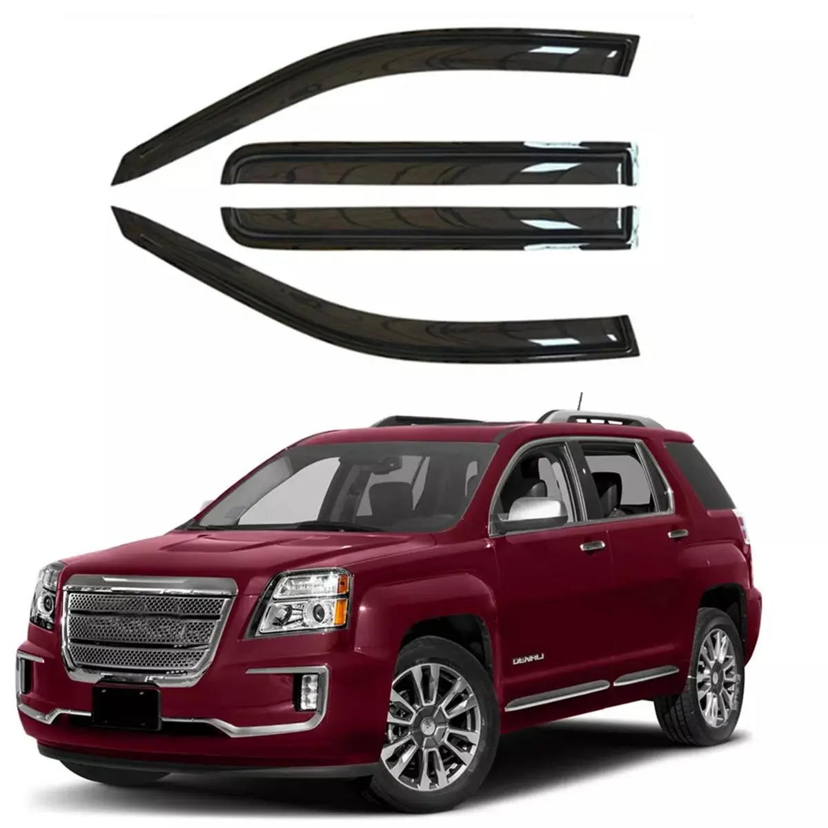 Side Window Deflectors & Visors for 2010-2017 GMC Terrain, Vehicle-Specific Car Exterior Accessories with 3M Automotive-Grade Adhesive Tape, Curved Shape, Sun Protection, Heat Reduction, Impact-Resistant, Window Down Cabin Airflow, Car Wash Safe