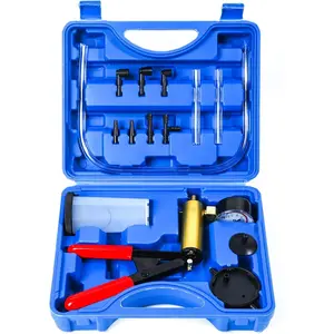 Bleeder Kit with Hand Vacuum Pump with Gauge Adapters Automotive  Fluid Bleeding Set for    (Blue)