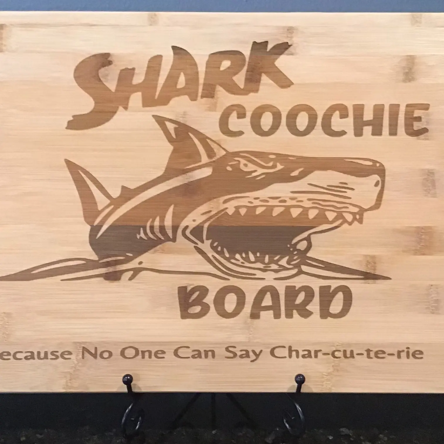 Shark-Coochie Bamboo Charcuterie Board