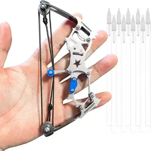 Mini Bow and Arrow Miniature Bow and Arrow Compound Bow Pulley Bow Recursive Bow Stainless Steel Soldier Weapon Small Bow