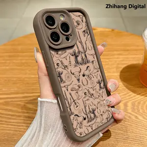 Western Graffiti Pattern Phone case for iPhone 17 16 Pro Max 15 Plus 14 13 12 11 Air Shockproof Silicone TPU Bumper Drop Protection Cover