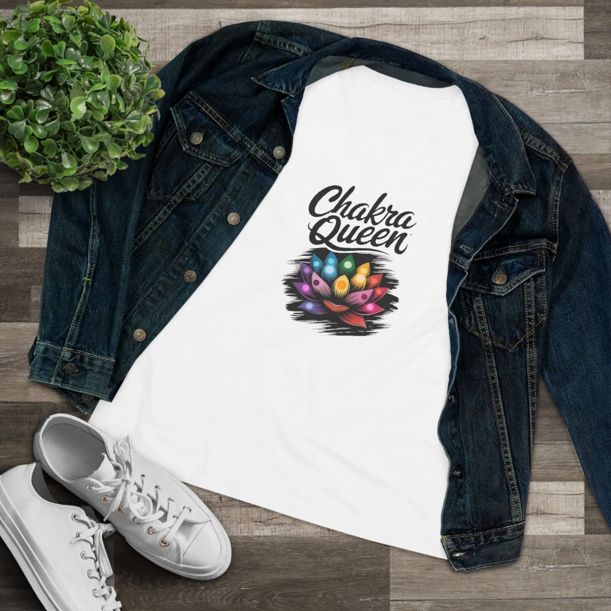 Chakra Queen Women's Cotton Tee - Spiritual Shirt for Meditation, Yoga Lover Gift, Boho Style Tee, Mindfulness Apparel, Chakra Awareness, Casual t-shirt, Gift for her, Cotton tee, Graphic t-shirt