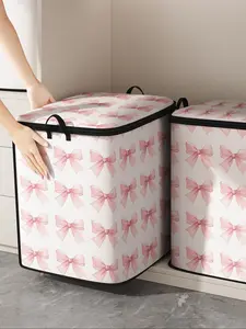 Butterfly Knot Printed Thick Quilt Storage Bag, Cute and Practical Kids Bedding Organizer, Durable Material, Easy Carry Handle, Home Use, Blanket Storage Bag