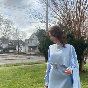 CL43 Satin cape elegant Muslim dress, Modest Party Open Butterfly Pearl rhinestone Abayas, For Evening Party/Wedding Guest/Anniversary,Unique design, luxurious texture,Fashionweek