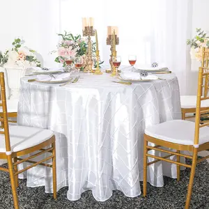 132" Round Pintuck Taffeta Tablecloth - White (1pc)