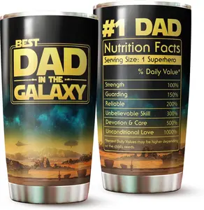 Best Dad In The Galaxy 20oz Stainless Steel Tumbler, Insulated Travel Mug for Men with Lid, Funny Father's Day Gift, Unique Tumbler For Dad Husband
