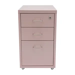 3-Drawer Lockable Vertical File Cabinet with Wheels & Silent Slides, Cold-Rolled Steel Office Organizer with Tag Jacks, Space-Saving Storage for Documents & Supplies for Home Office Desk Study Room