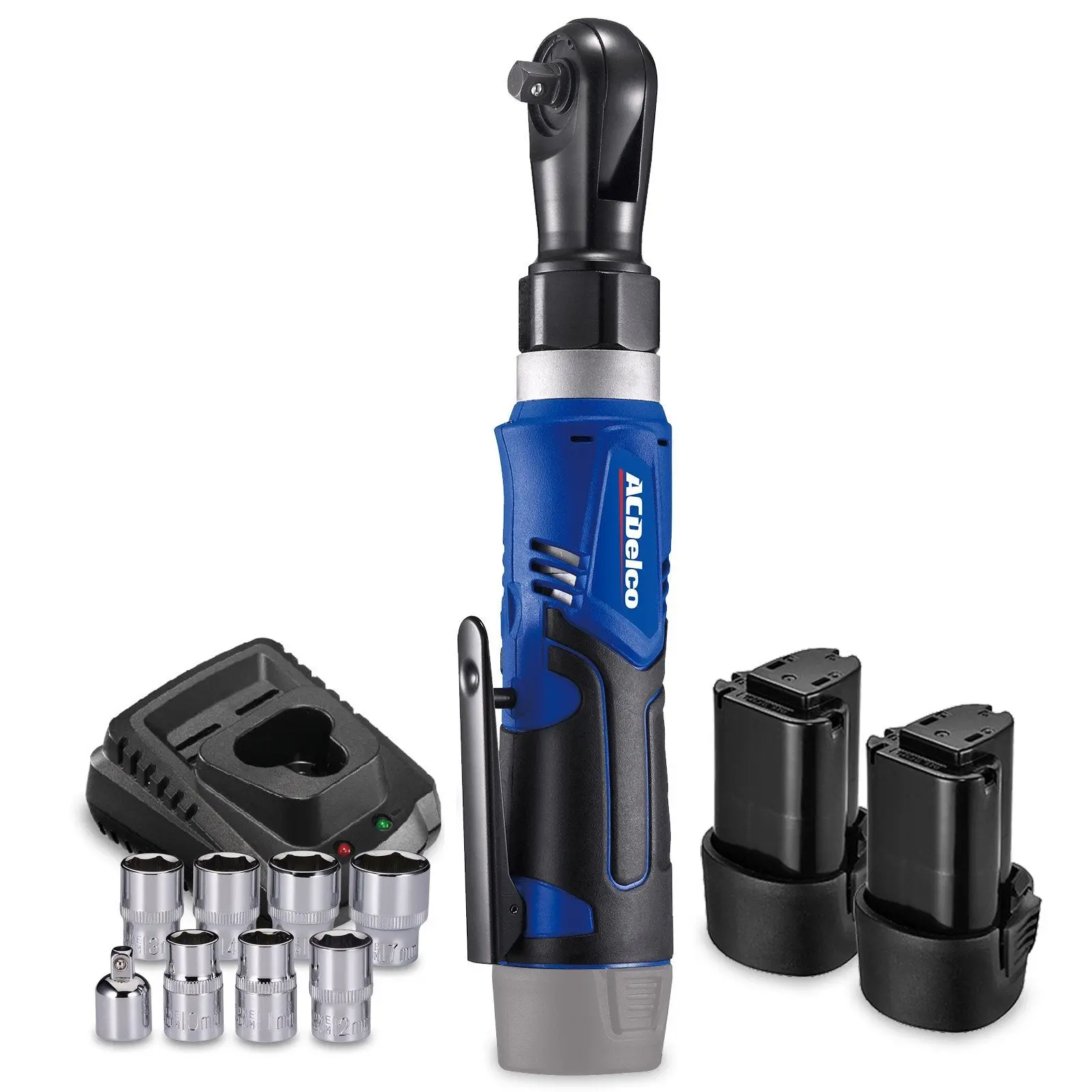 ACDelco ARW1209-P2 G12 Series 12V Cordless Li-ion 3/8" 45 ft-lbs. Ratchet Wrench Tool Kit with 2 Batteries