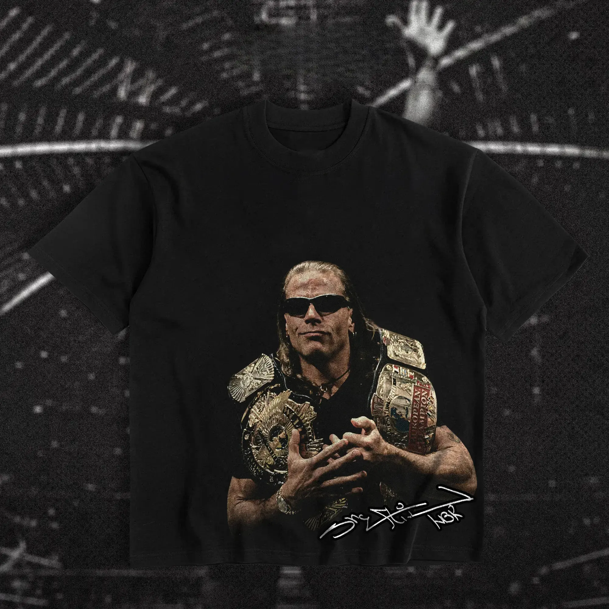Men's Undisputed WWE HBK Shawn Michaels Signature Oversized Heavy Cotton Classic Graphic Tee - Streetwear Male Clothing, Short-Sleeve Wrestling Fan Apparel with Direct-to-Garment Breathable Printing