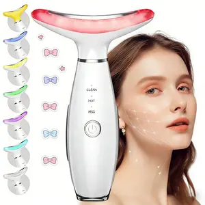 7 Color Face & Neck Beauty Instrument, Rechargeable Home Use Facial Massager, Skin Care Tool, Great Gift for Girls
