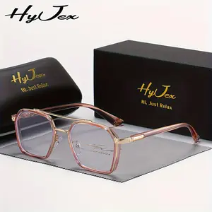 HyJex Anti-blue Glasses Frame Glasses Literary Metal Flat Plano Glasses