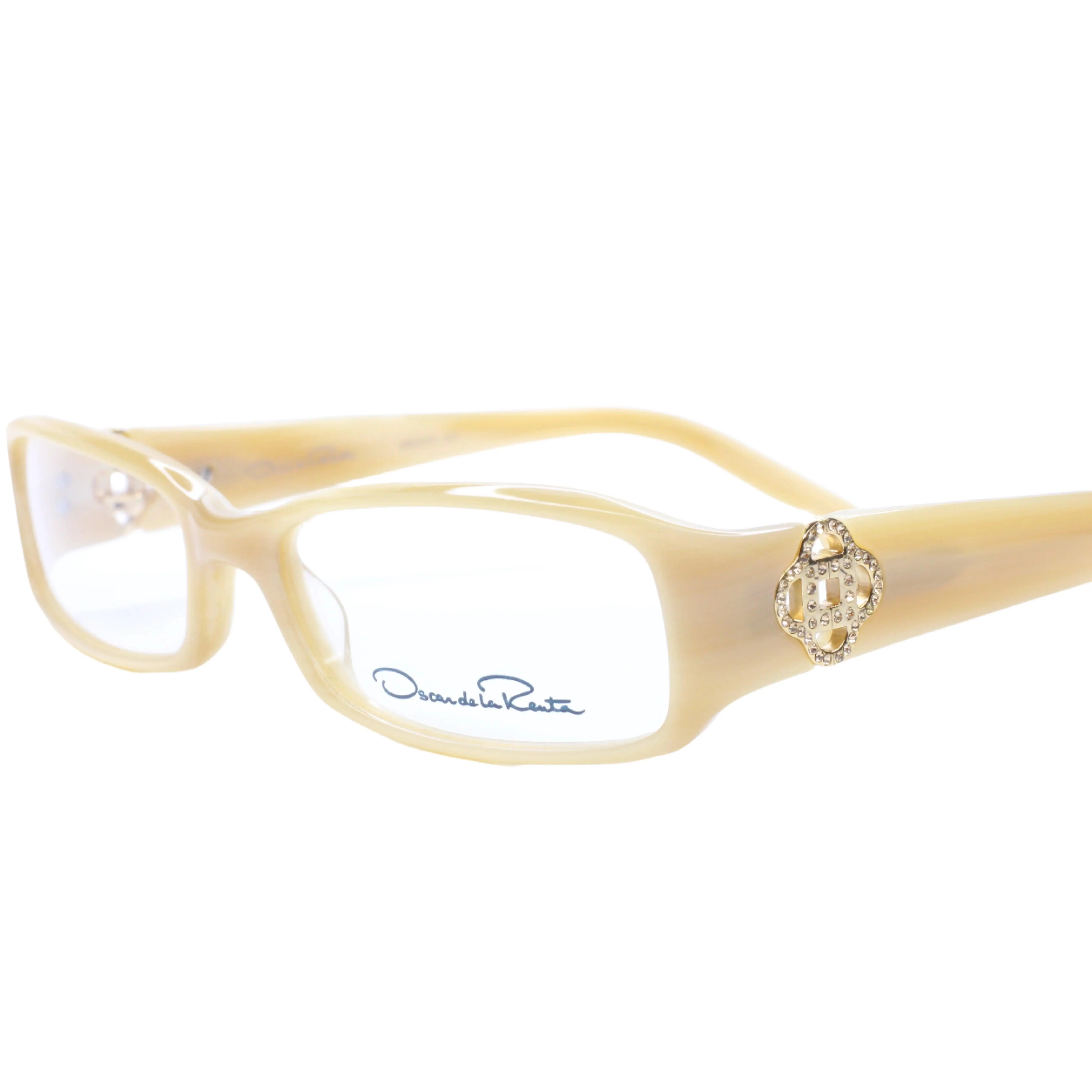 Oscar De La Renta ODLR371 275 Cream Horn Acetate Sparkly Temples Eyeglasses -Ma