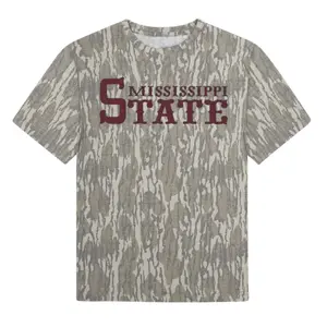 Mississippi State Mossy Oak Tree Short Sleeve Tee - Camo Pattern Unisex Casual T-Shirt with White Logo & Stretch Material, 3D Camo T-Shirt