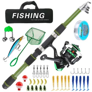 Deep 1.8m Telescopic Fishing Rod Set, Lightweight Portable Design, Includes Reel and Lures, Ideal for Beginners Outdoor Stream Fishing
