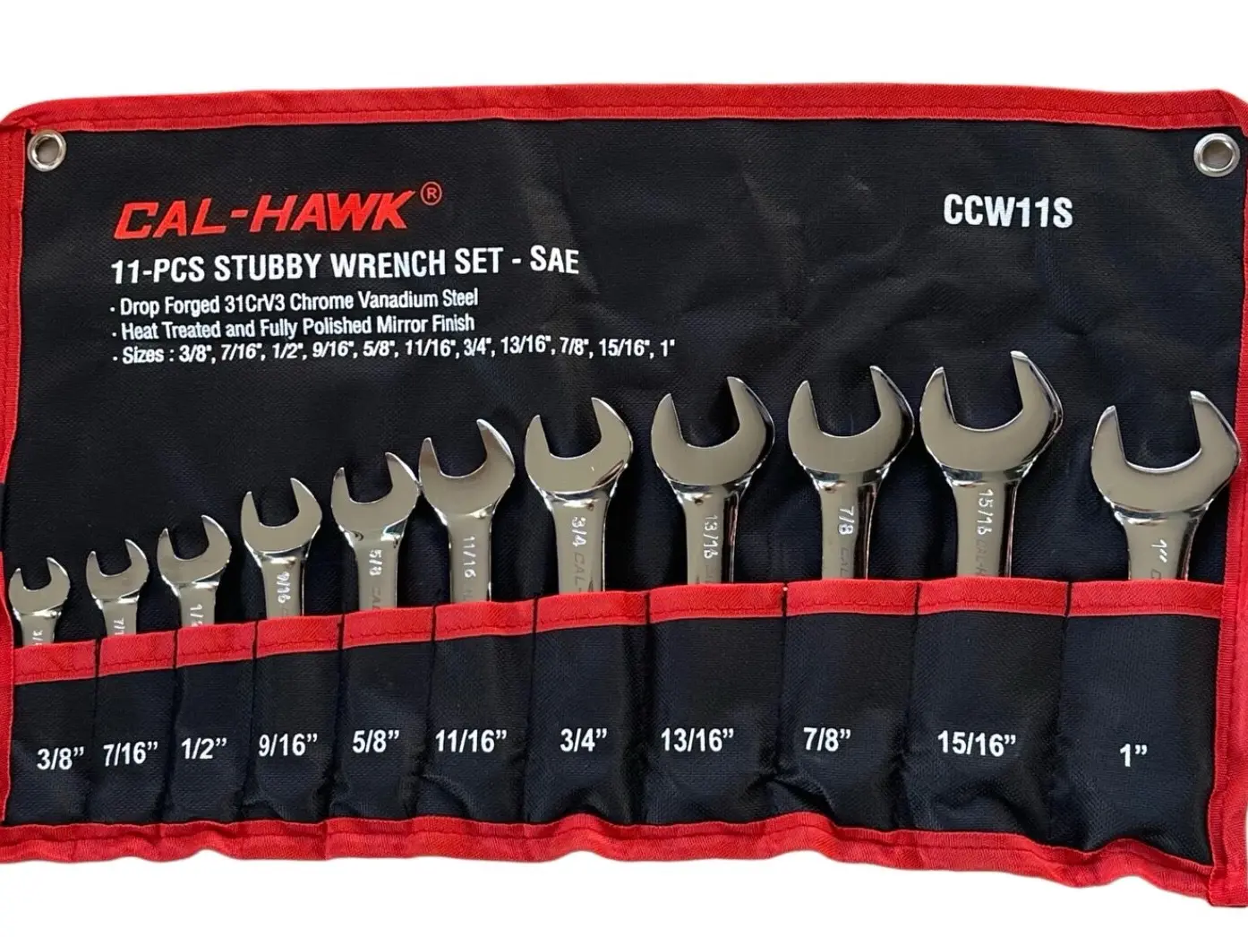 11 pc Combination Stubby Wrench Set