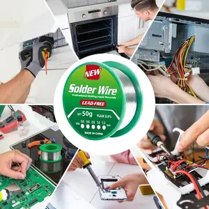 50g Lead-Free Solder Wire, Rosin Core, Sn99.3 Cu0.7, for Electronics, Car Repair, Home Welding DIY, Available in 0.6/0.8/1mm