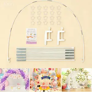 Adjustable Balloon Arch Stand Frame Kit for Various Table Sizes, Reusable Party Decorations for Graduation Wedding Birthday Baby Shower Events, Easy Assembly and Durable Construction, White Decorative Backdrop