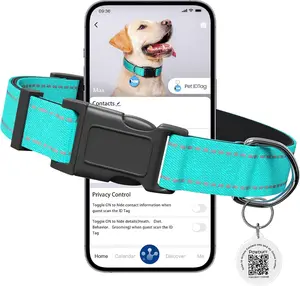 Personalized Dog Collar for Puppy, Custom QR Tag, Small, Mint Green | Reflective Dog Collar, Quick Release Buckle, Adjustable and Comfortable Nylon Pet Collar, Lightweight for Boy Girl dogs