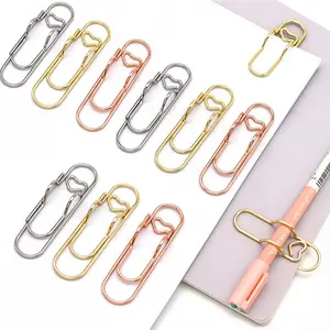Heart Paperclip Pen Holder for Notebooks & Journals -  Metal Large Paperclip Pen Clips for Notebook, Planner & Clipboard Use - 9 Pack ,  & Rose  Heart Pen Holders