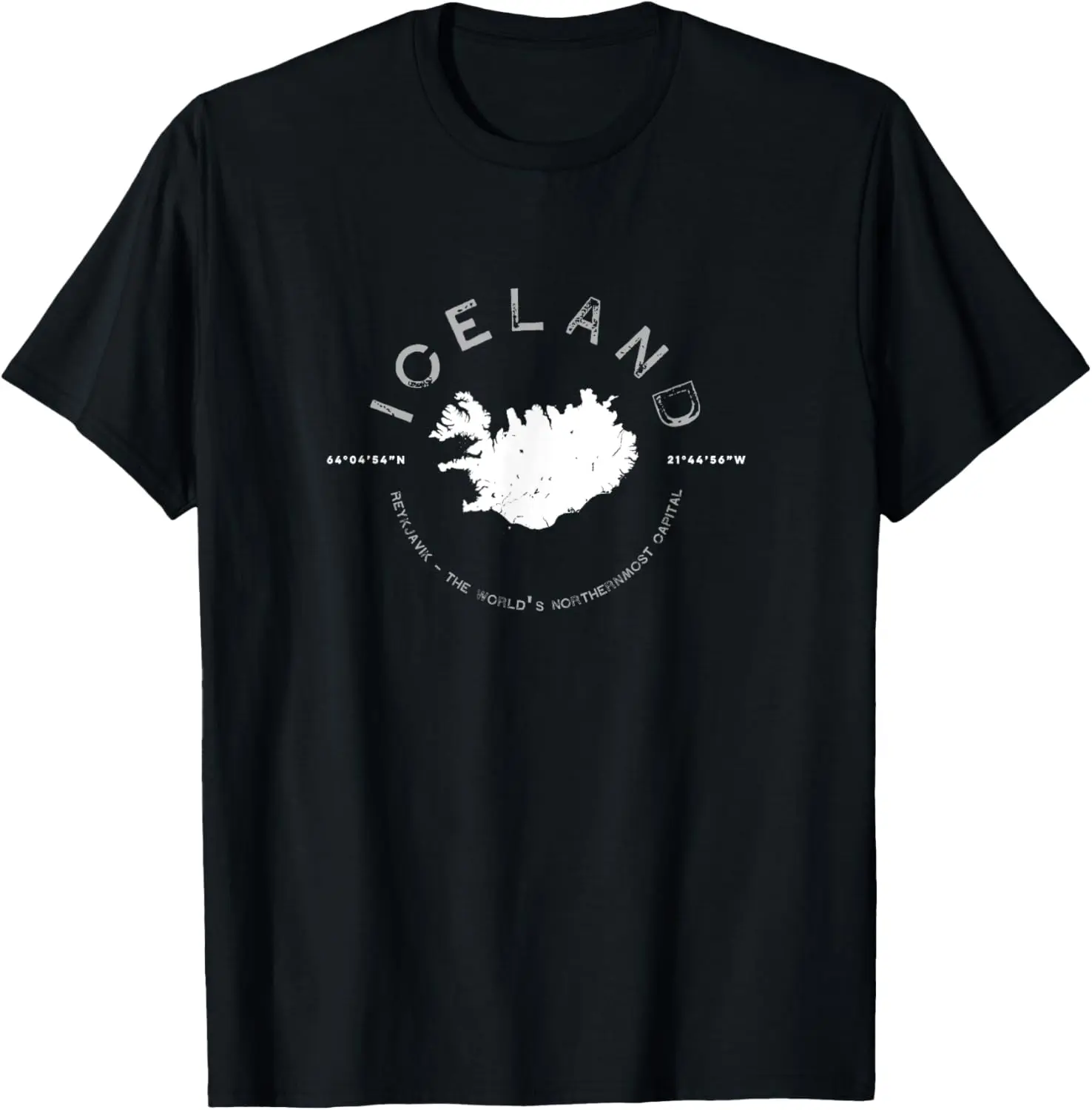 Women's Vintage Iceland Graphic Short-Sleeve T-Shirt - 100% Cotton Everyday Casual Distressed Round Neck Streetwear Clothes